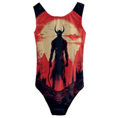 Demon Halloween Kids  Cut-out Back One Piece Swimsuit