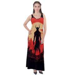 Demon Halloween Sleeveless Velour Maxi Dress