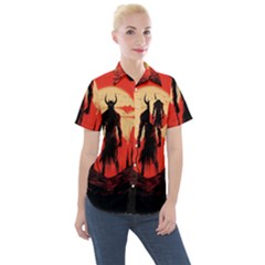 Demon Halloween Women s Short Sleeve Pocket Shirt