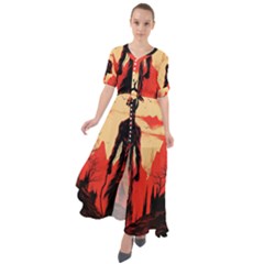 Demon Halloween Waist Tie Boho Maxi Dress