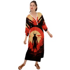 Demon Halloween Grecian Style  Maxi Dress