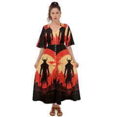 Demon Halloween Kimono Sleeve Boho Dress by Simbadda