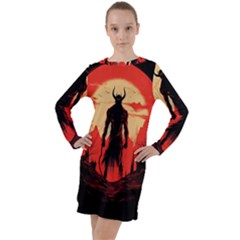 Demon Halloween Long Sleeve Hoodie Dress