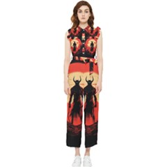 Demon Halloween Women s Frill Top Chiffon Jumpsuit