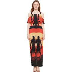 Demon Halloween Draped Sleeveless Chiffon Jumpsuit