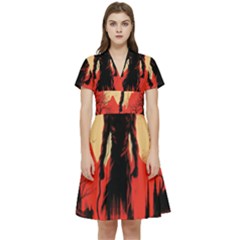 Demon Halloween Short Sleeve Waist Detail Dress