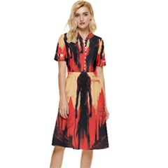 Demon Halloween Button Top Knee Length Dress