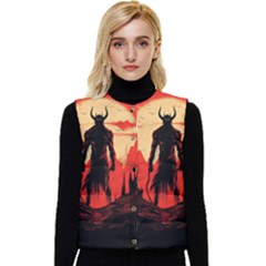 Demon Halloween Women s Short Button Up Puffer Vest