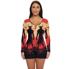 Demon Halloween Long Sleeve Boyleg Swimsuit