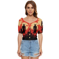 Demon Halloween Button up blouse