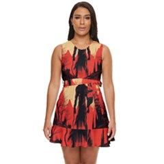 Demon Halloween Waist Tie Tier Mini Chiffon Dress