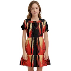 Demon Halloween Kids  Puff Sleeved Dress