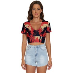 Demon Halloween V-Neck Crop Top