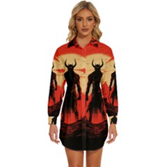Demon Halloween Womens Long Sleeve Shirt Dress