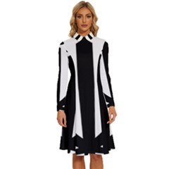 Emblem of Iran  Long Sleeve Shirt Collar A-Line Dress