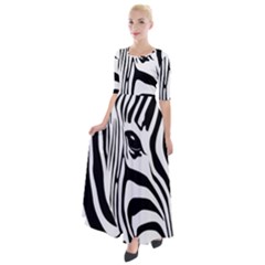 Animal Cute Pattern Art Zebra Half Sleeves Maxi Dress