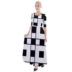 Black And White Pattern Half Sleeves Maxi Dress by Amaryn4rt