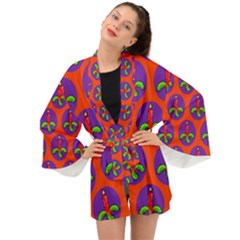 Christmas Candles Seamless Pattern Long Sleeve Kimono by Amaryn4rt