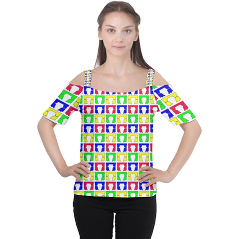 Colorful Curtains Seamless Pattern Cutout Shoulder Tee by Amaryn4rt