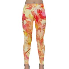 Monotype Art Pattern Leaves Colored Autumn Classic Yoga Leggings by Amaryn4rt