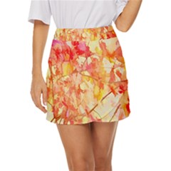 Monotype Art Pattern Leaves Colored Autumn Mini Front Wrap Skirt