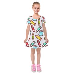 Seamless Pixel Art Pattern Kids  Short Sleeve Velvet Dress by Amaryn4rt