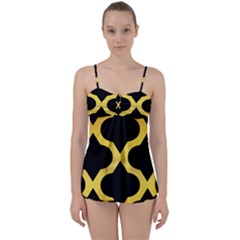 Seamless Gold Pattern Babydoll Tankini Set by Amaryn4rt