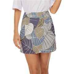 Ackground Leaves Desktop Mini Front Wrap Skirt