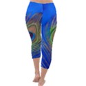 Blue Peacock Feather Capri Winter Leggings  View4