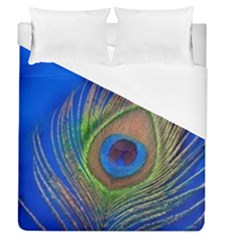 Blue Peacock Feather Duvet Cover (queen Size) by Amaryn4rt