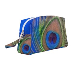 Blue Peacock Feather Wristlet Pouch Bag (medium) by Amaryn4rt