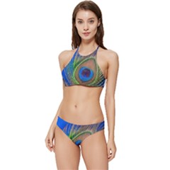 Blue Peacock Feather Banded Triangle Bikini Set by Amaryn4rt