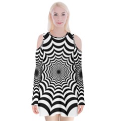 Spider Web Hypnotic Velvet Long Sleeve Shoulder Cutout Dress by Amaryn4rt