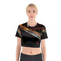 Highway Night Lighthouse Car Fast Cotton Crop Top by Amaryn4rt