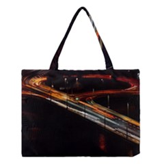 Highway Night Lighthouse Car Fast Medium Tote Bag by Amaryn4rt