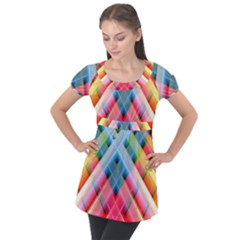 Graphics Colorful Colors Wallpaper Graphic Design Puff Sleeve Tunic Top