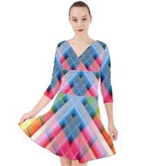 Graphics Colorful Colors Wallpaper Graphic Design Quarter Sleeve Front Wrap Dress