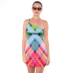 Graphics Colorful Colors Wallpaper Graphic Design One Shoulder Ring Trim Bodycon Dress