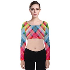 Graphics Colorful Colors Wallpaper Graphic Design Velvet Long Sleeve Crop Top