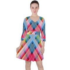 Graphics Colorful Colors Wallpaper Graphic Design Quarter Sleeve Ruffle Waist Dress