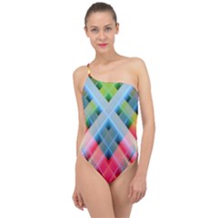 Graphics Colorful Colors Wallpaper Graphic Design Classic One Shoulder Swimsuit