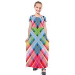 Graphics Colorful Colors Wallpaper Graphic Design Kids  Short Sleeve Maxi Dress