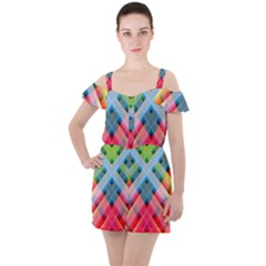 Graphics Colorful Colors Wallpaper Graphic Design Ruffle Cut Out Chiffon Playsuit