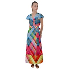 Graphics Colorful Colors Wallpaper Graphic Design Flutter Sleeve Maxi Dress