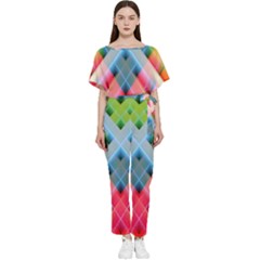 Graphics Colorful Colors Wallpaper Graphic Design Batwing Lightweight Chiffon Jumpsuit