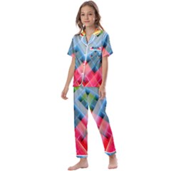 Graphics Colorful Colors Wallpaper Graphic Design Kids  Satin Short Sleeve Pajamas Set