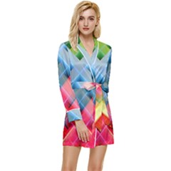 Graphics Colorful Colors Wallpaper Graphic Design Long Sleeve Satin Robe