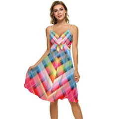 Graphics Colorful Colors Wallpaper Graphic Design Sleeveless Tie Front Chiffon Dress