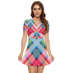 Graphics Colorful Colors Wallpaper Graphic Design V-Neck High Waist Chiffon Mini Dress