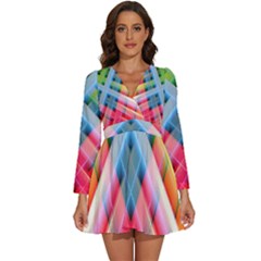 Graphics Colorful Colors Wallpaper Graphic Design Long Sleeve V-Neck Chiffon Dress 